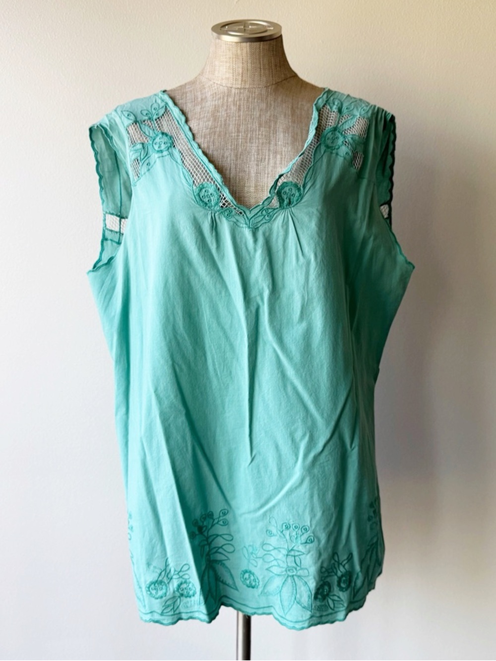 Roberta Freymann Teal Embroidered Top / Coverup